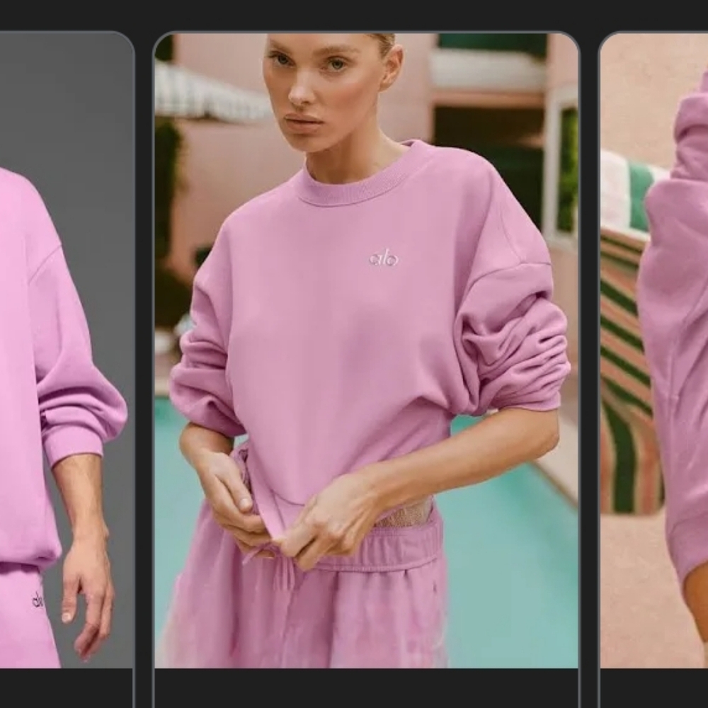 ALO Yoga Candy Heart Pink Accolade Crew Neck Pullover 💕❤️